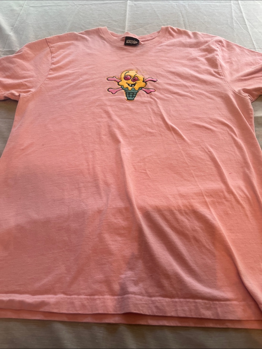 Icecream Pink Graphic Tee with Yellow & Green Ice Cream Patch